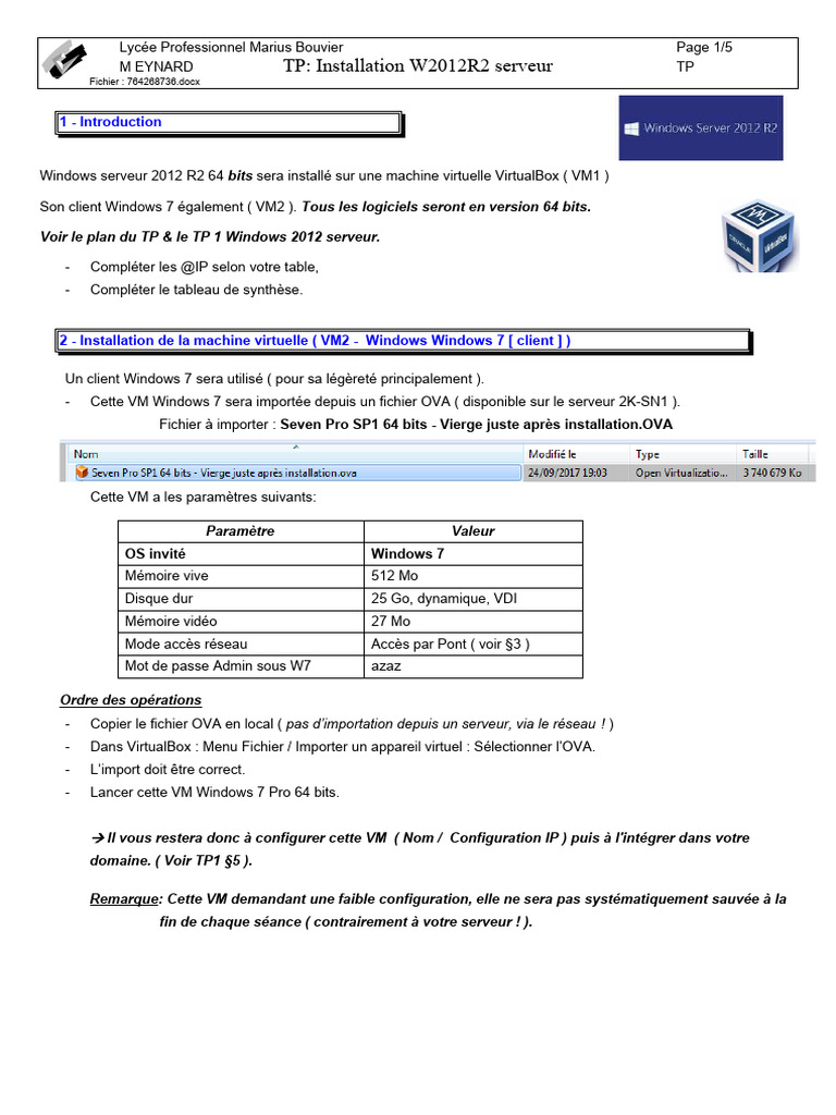 Installation de Windows Server 2012 R2 VM | PDF | Serveur (Informatique ...