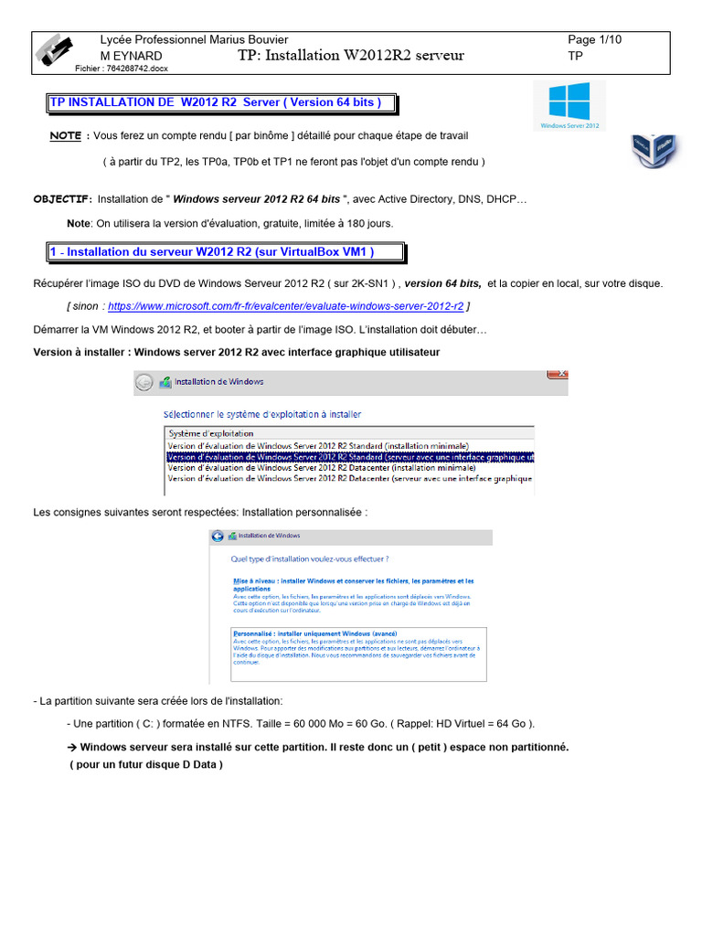 Installation de Windows Server 2012 R2 | PDF | Système de noms de ...