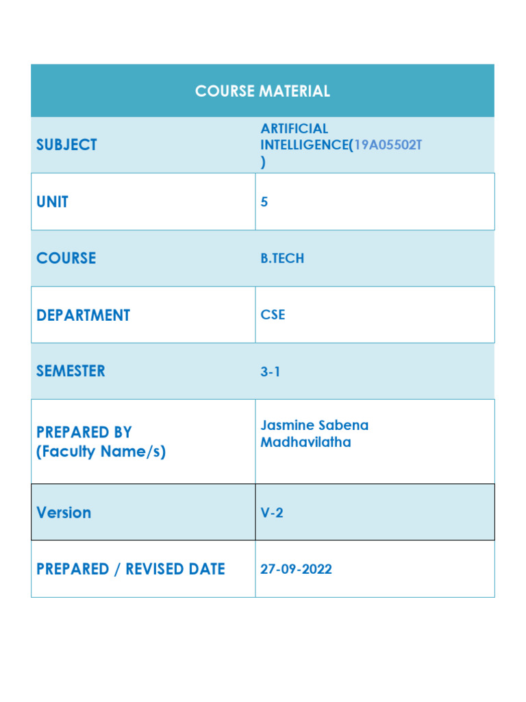 AI Robotics Course Material Overview | PDF | Mind | Artificial Intelligence