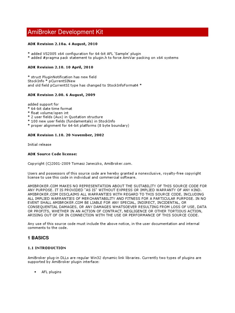 AmiBroker Development Kit | PDF | Pointer (Computer Programming) |  Subroutine