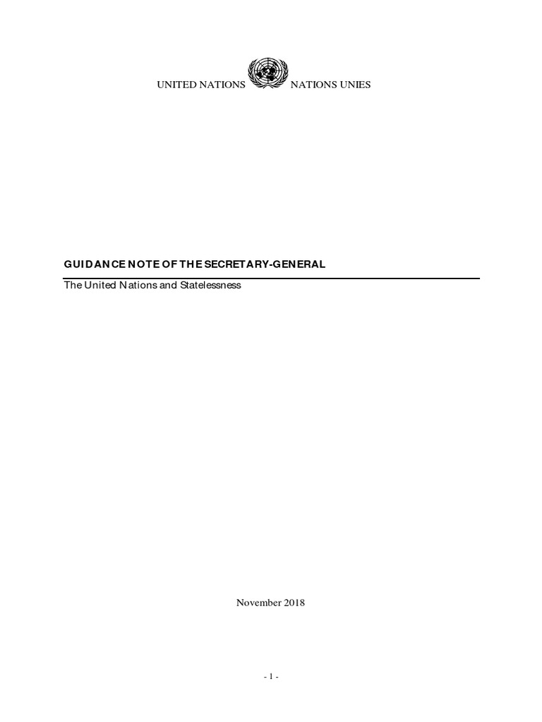 UN Guidance on Addressing Statelessness | PDF | Nationality | United ...