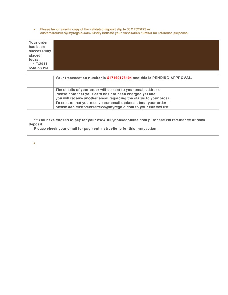Please Fax or Email A Copy of The Validated Deposit Slip To 63 2