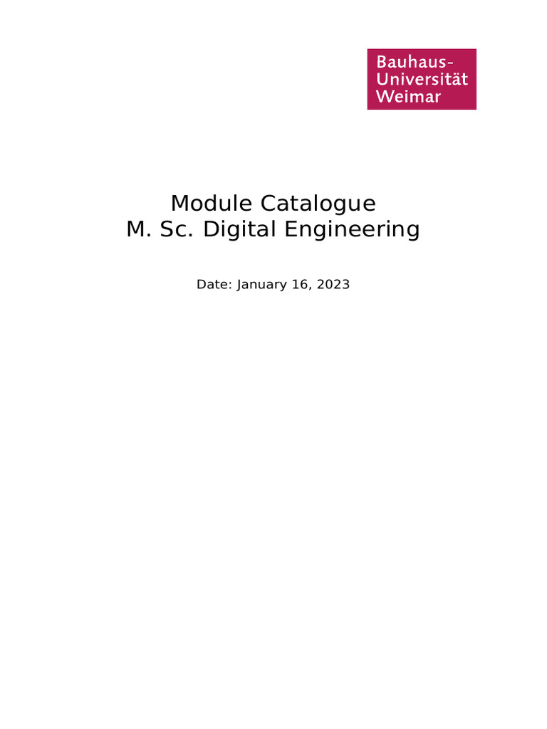2023 01 16 - Modulkatalog Digital Engineering | PDF | Computational ...