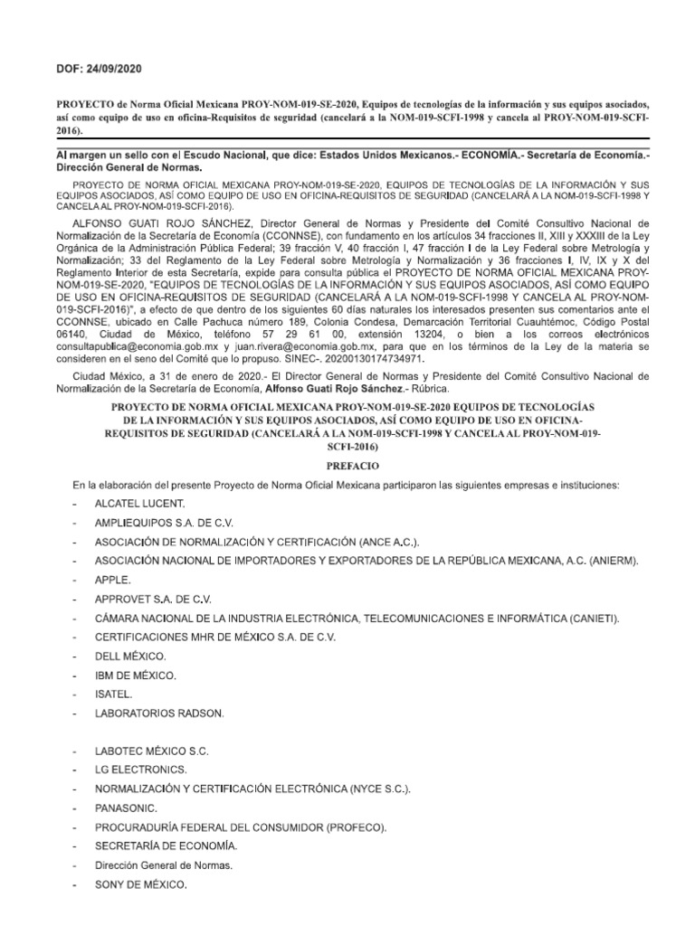 Nom 019 Se 2020 | PDF