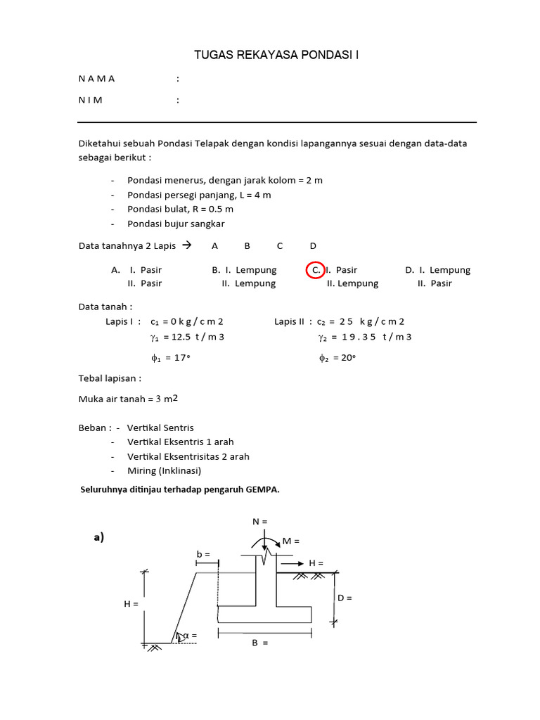 Tugas Rekayasa Pondasi I Pdf
