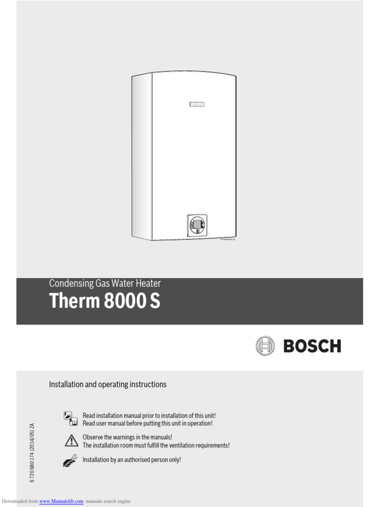 Bosch Therm 8000S | PDF | Water Heating | Liquefied Petroleum Gas