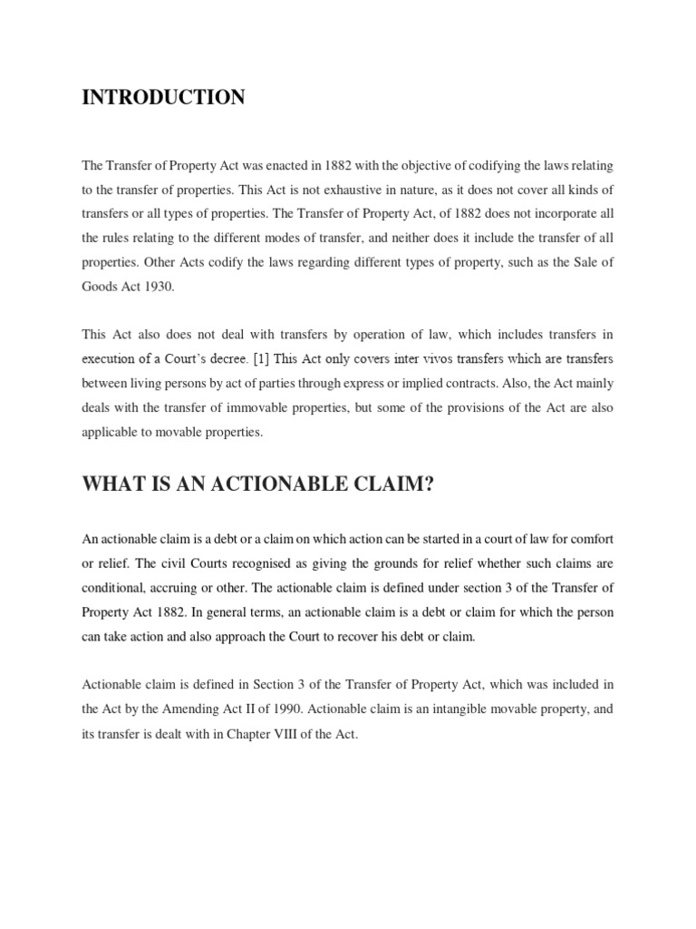 Actionable Claims | Download Free PDF | Debt | Property