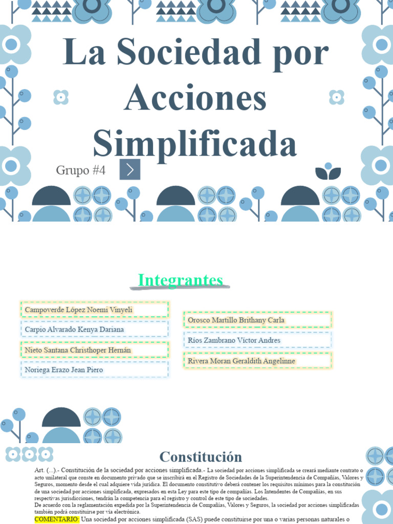 La Sociedad Por Acciones Simplificada Grupo 4 1 2 Pdf