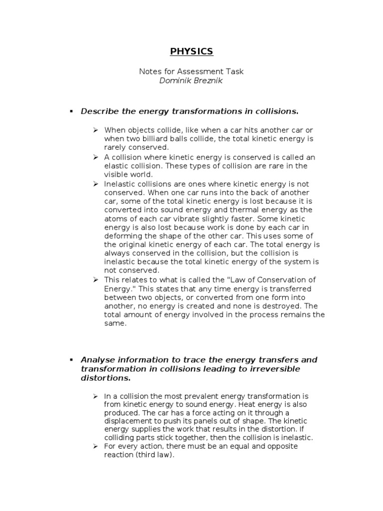 Energy Transformations in Collisions | PDF | Collision | Momentum