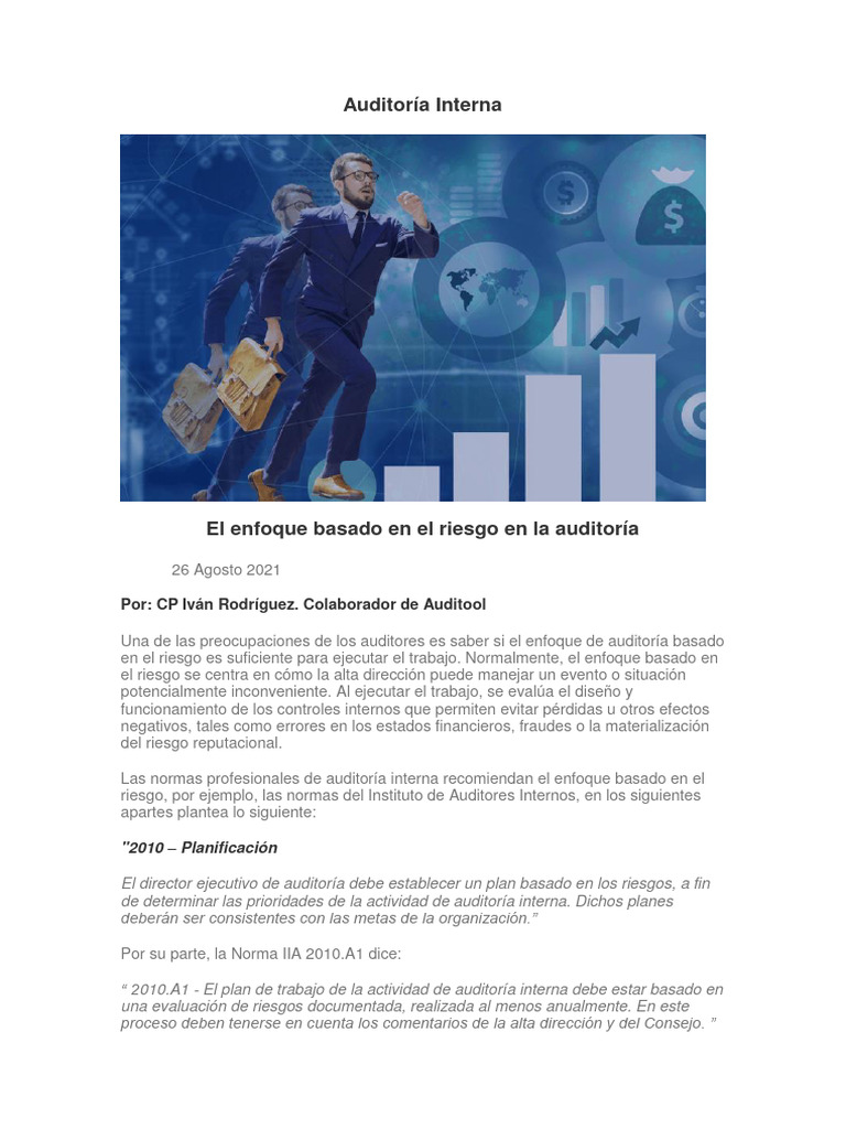 Auditoria Interna Enfoque Basado En El Riesgo Pdf Auditoría