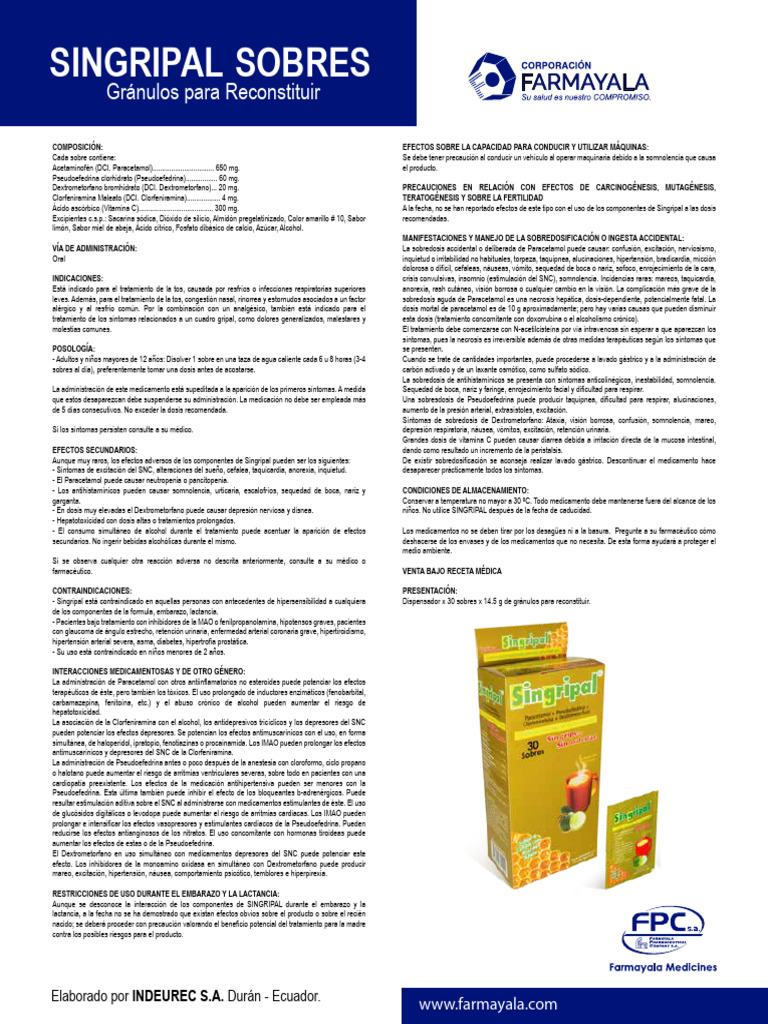 Prospecto-SINGRIPAL | PDF | Medicamentos con receta | Especialidades ...