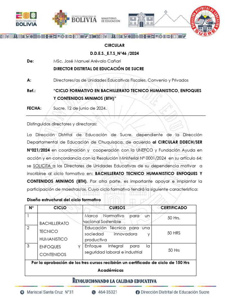 Circular Ddes Ets N°0046 2024 | PDF | Crecimiento personal y ...