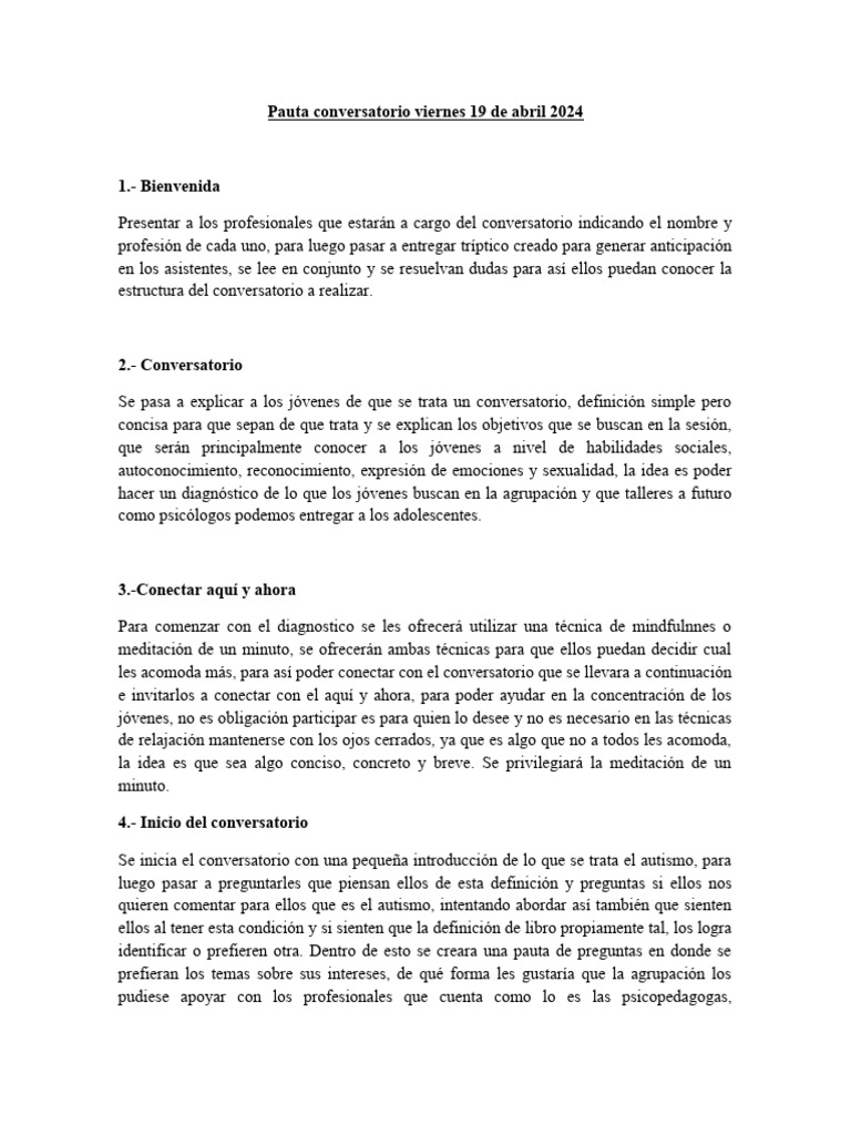 Conversatorio sobre Autismo y Jóvenes | PDF | Sicología | Ciencias del ...