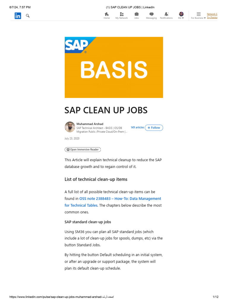 Sap Clean Up Jobs - Linkedin | PDF | Database Transaction | Databases