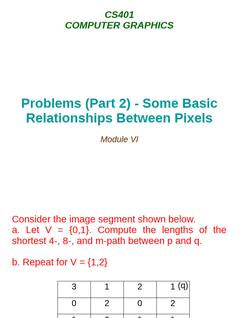 Problems Part 2 Some Basic Relationships Between Pixels Download