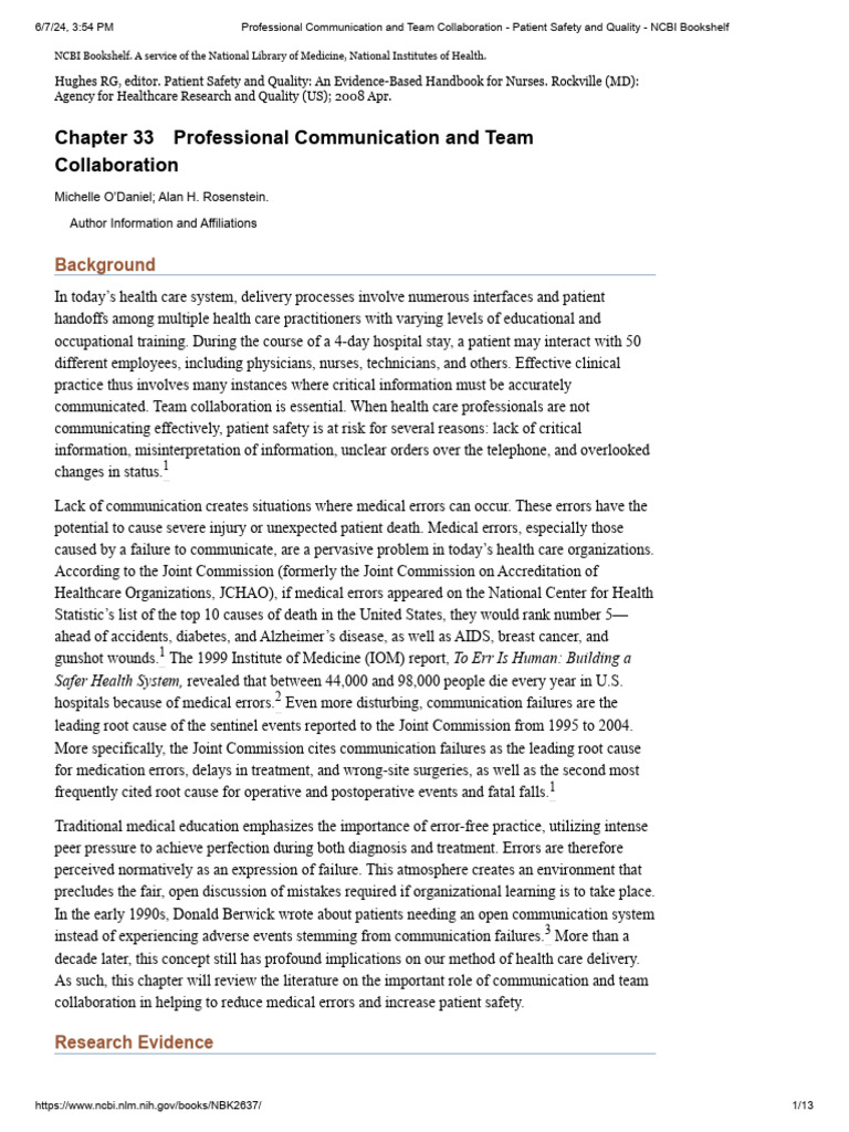 Enhancing Patient Safety Through Teamwork | PDF | Patient Safety ...
