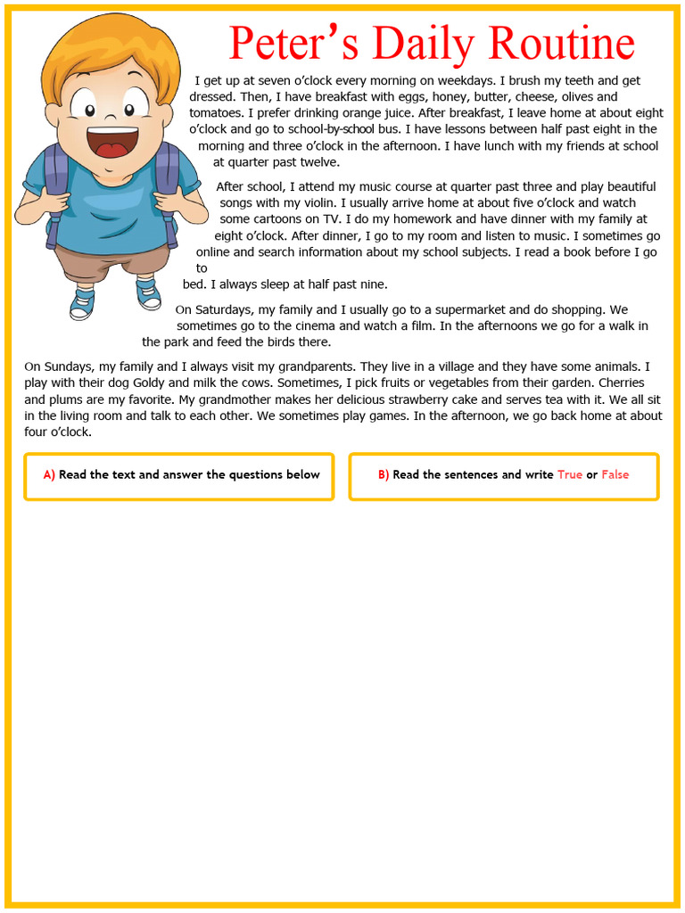 Peter S Daily Routines | PDF | Lunch | Cuisine