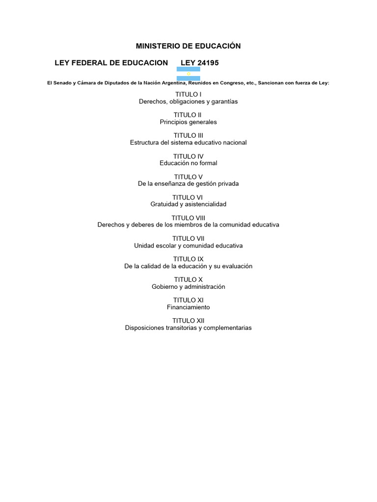 Ley Federal de Educacion | PDF | Educación de la primera infancia ...