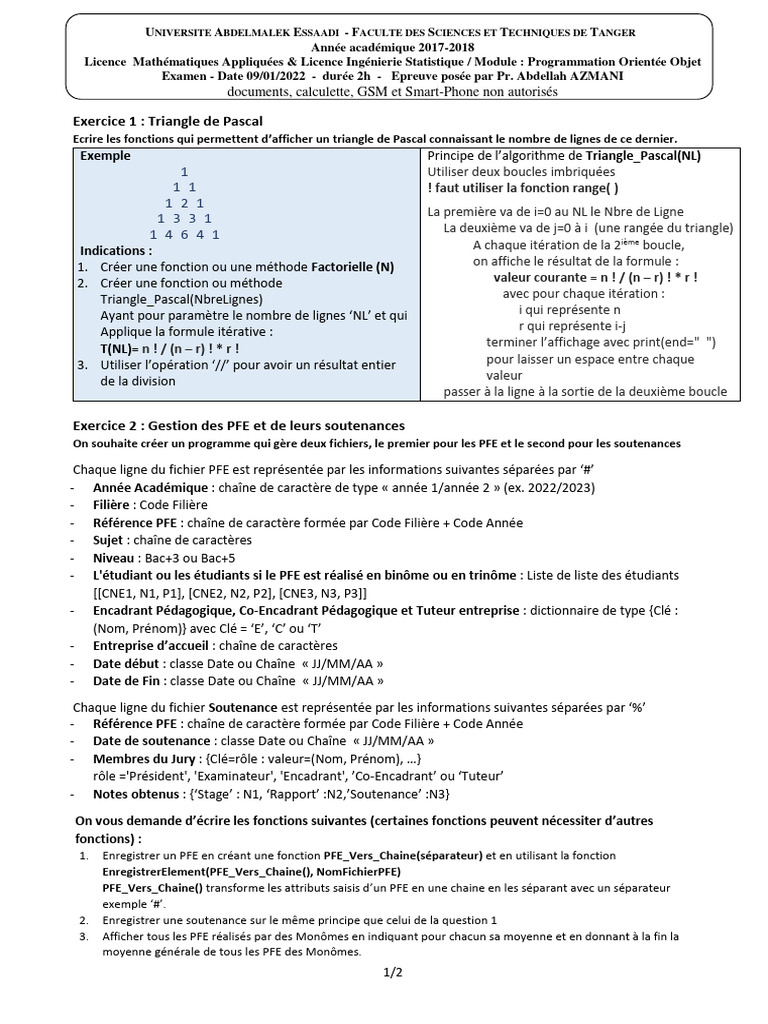 Examen de Programmation Orientée Objet | PDF | Génie logiciel ...