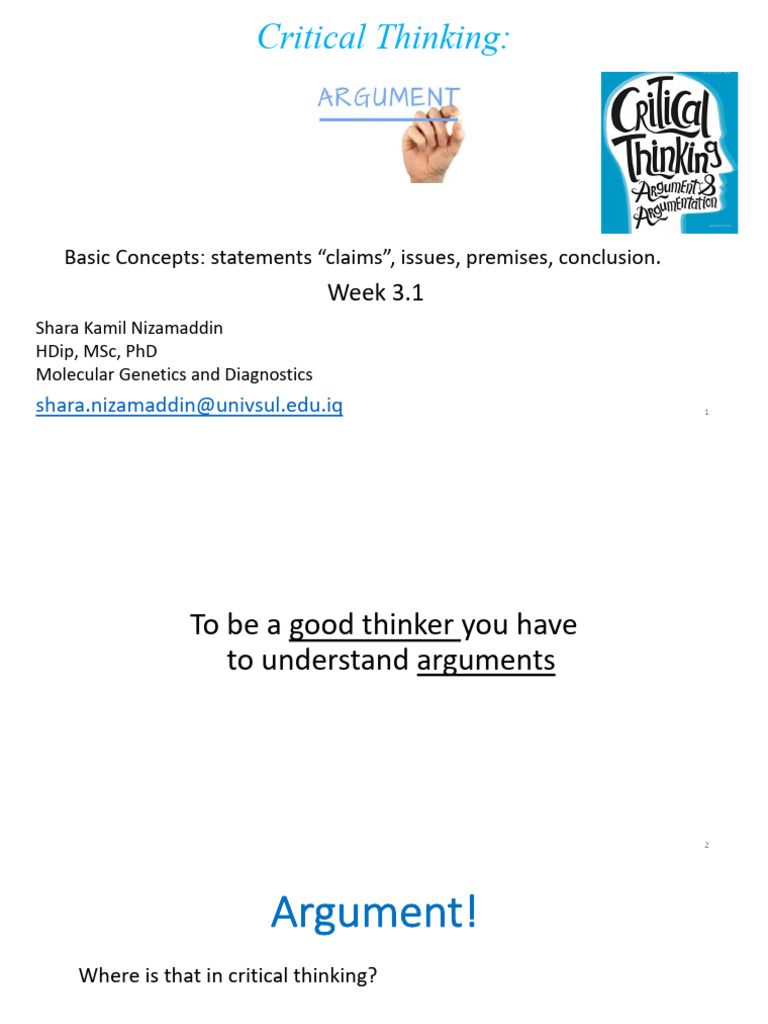 Understanding Arguments in Critical Thinking | PDF | Argument | Thought