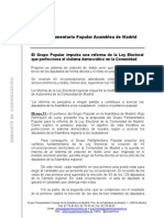 Proyecto de reforma de la Ley Electoral en la Comunidad de Madrid