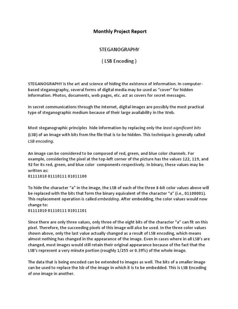 LSB Encoding in Steganography Explained | PDF