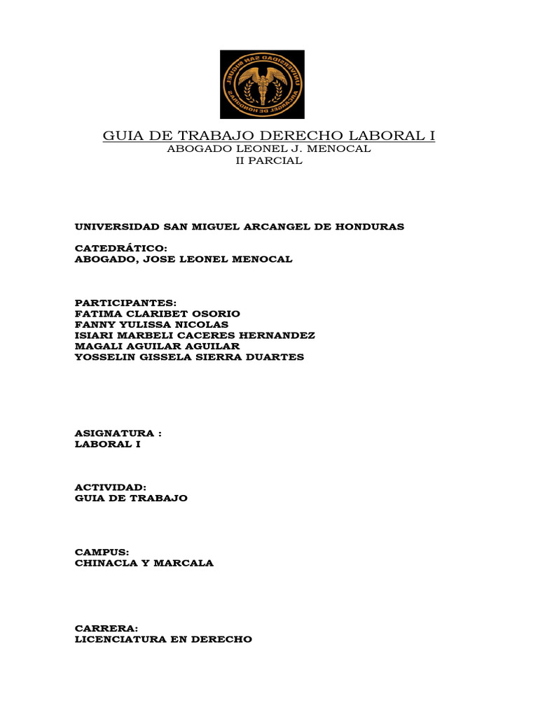 Guia De Trabajo Derecho Laboral I Pdf Derecho Laboral Empleo