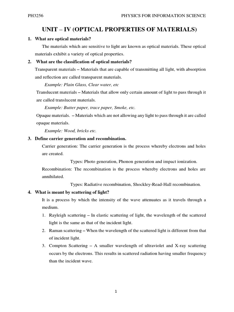 Optical Properties of Materials Explained | PDF | P–N Junction | Oled