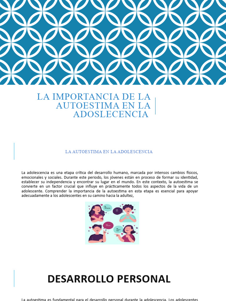 Importancia de la autoestima en adolescentes | PDF | Autoestima ...