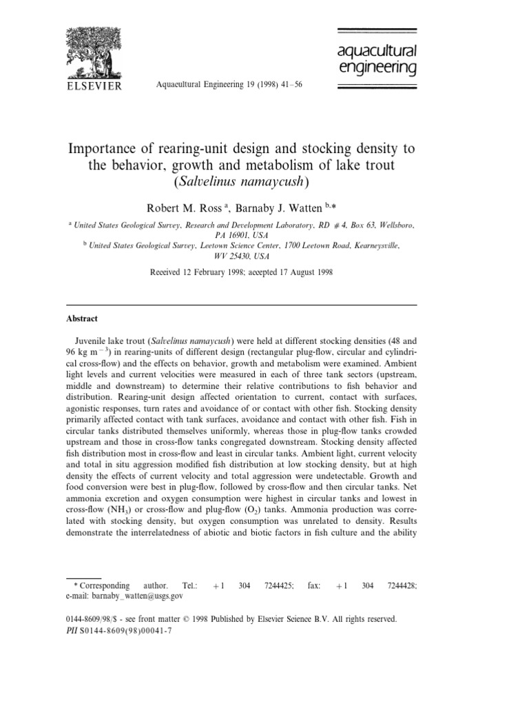 Importance of Rearing Unit Design and Stocking Density To Behaviour ...