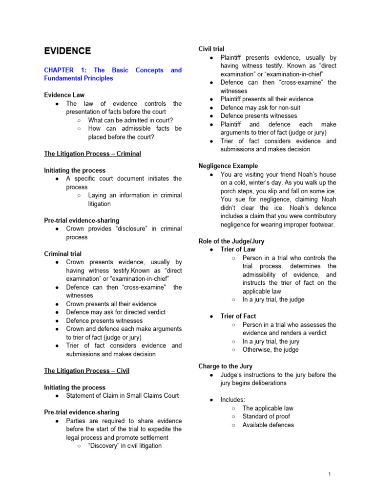 Understanding Evidence Law Basics | PDF | Burden Of Proof (Law ...