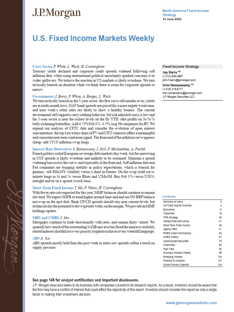 JPM U S Fixed Income Ma 2024-06-15 4726101 | PDF | Fixed Income | Federal  Reserve