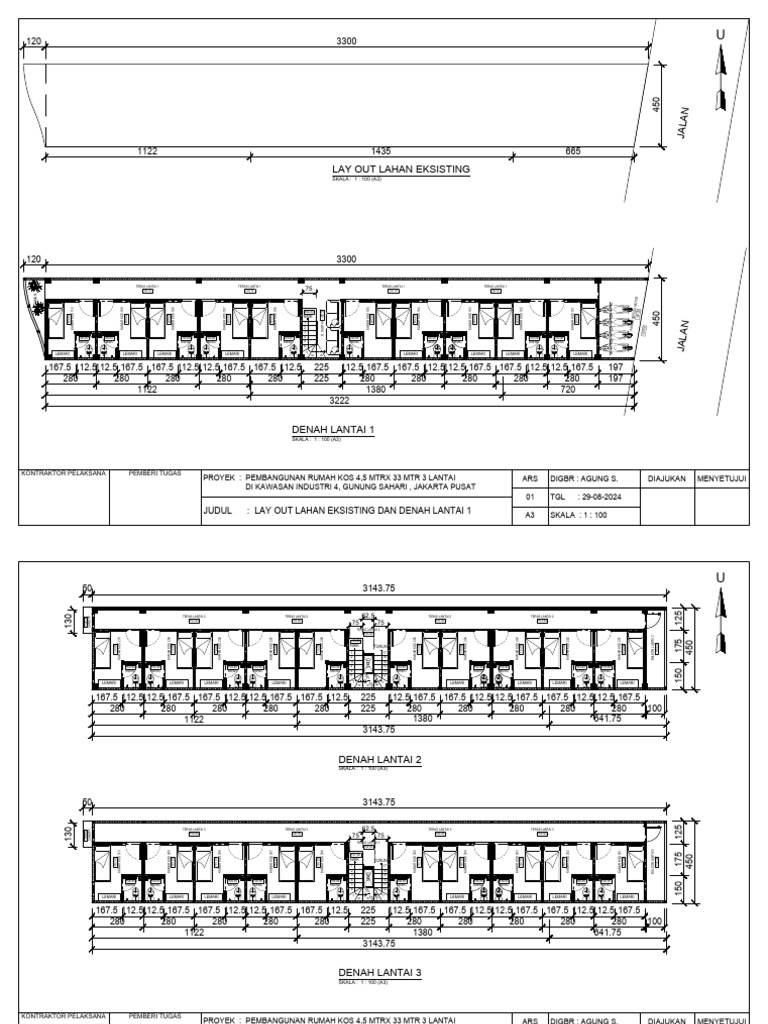 Layout dan Denah Kos-kosan 4,5x33 3 Lt Gunung Sahari Kawasan Industri 4 ...