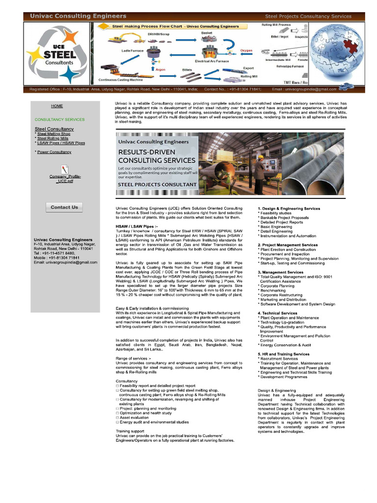 Univac Consulting Engineers New Delhi LSAW HSAW Pipes | PDF