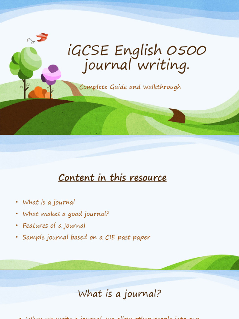 iGCSE Journal Writing Guide | PDF | Thought | Feeling