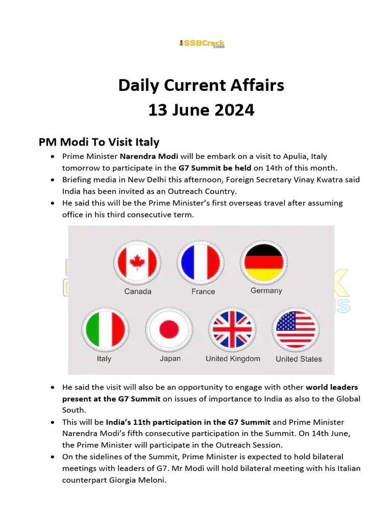 Current Affairs 13 June 2024 | PDF | Ultimate Fighting Championship ...
