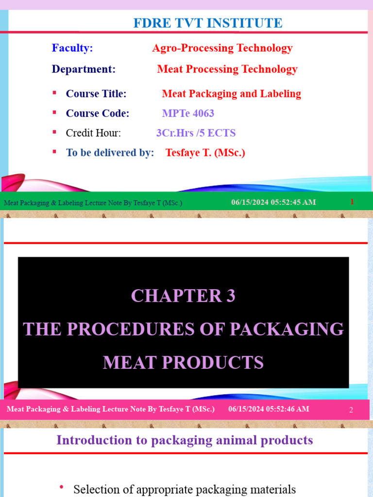 Meat Packaging Procedures Overview | PDF | Pork | Beef