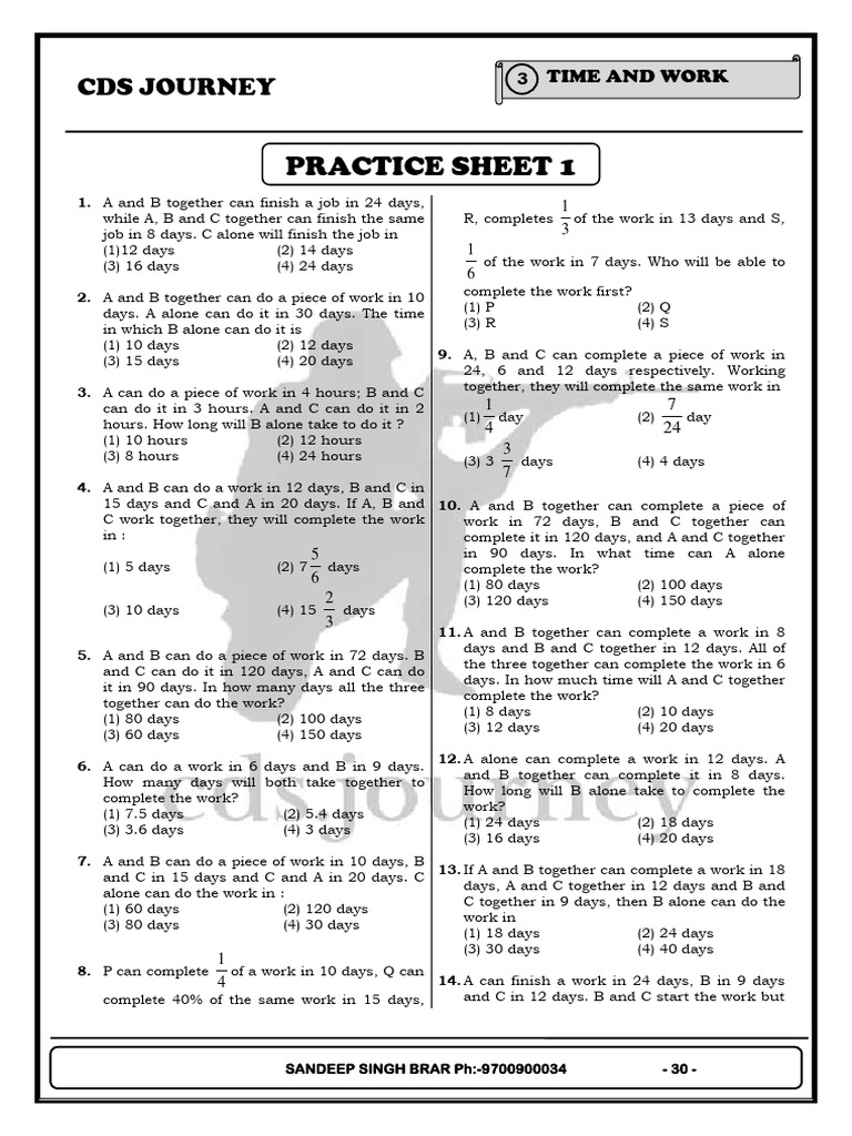 Time and Work Practice Questions | PDF | Wage | Economies
