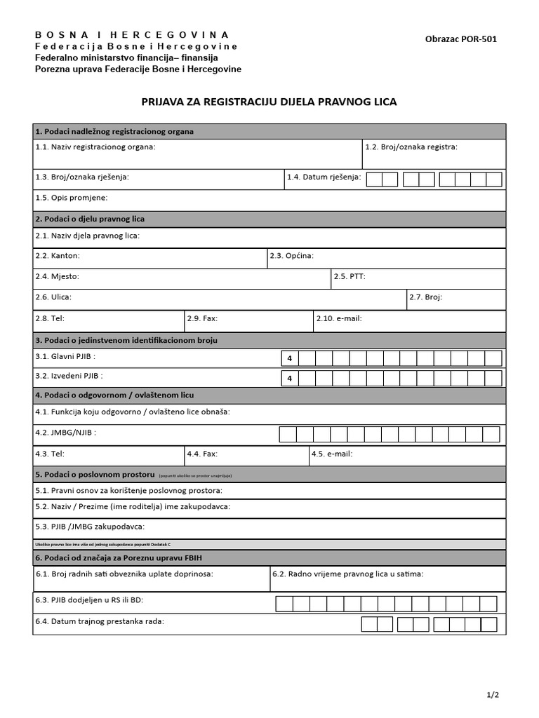 Obrazac por 501 bos pdf