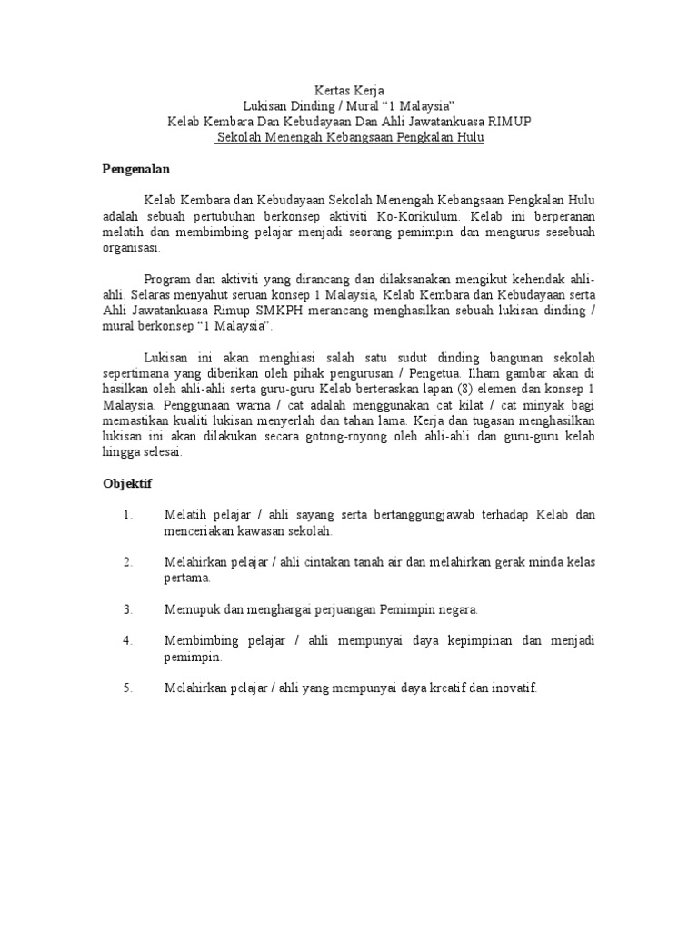 Kertas Kerja Kelab Kembara