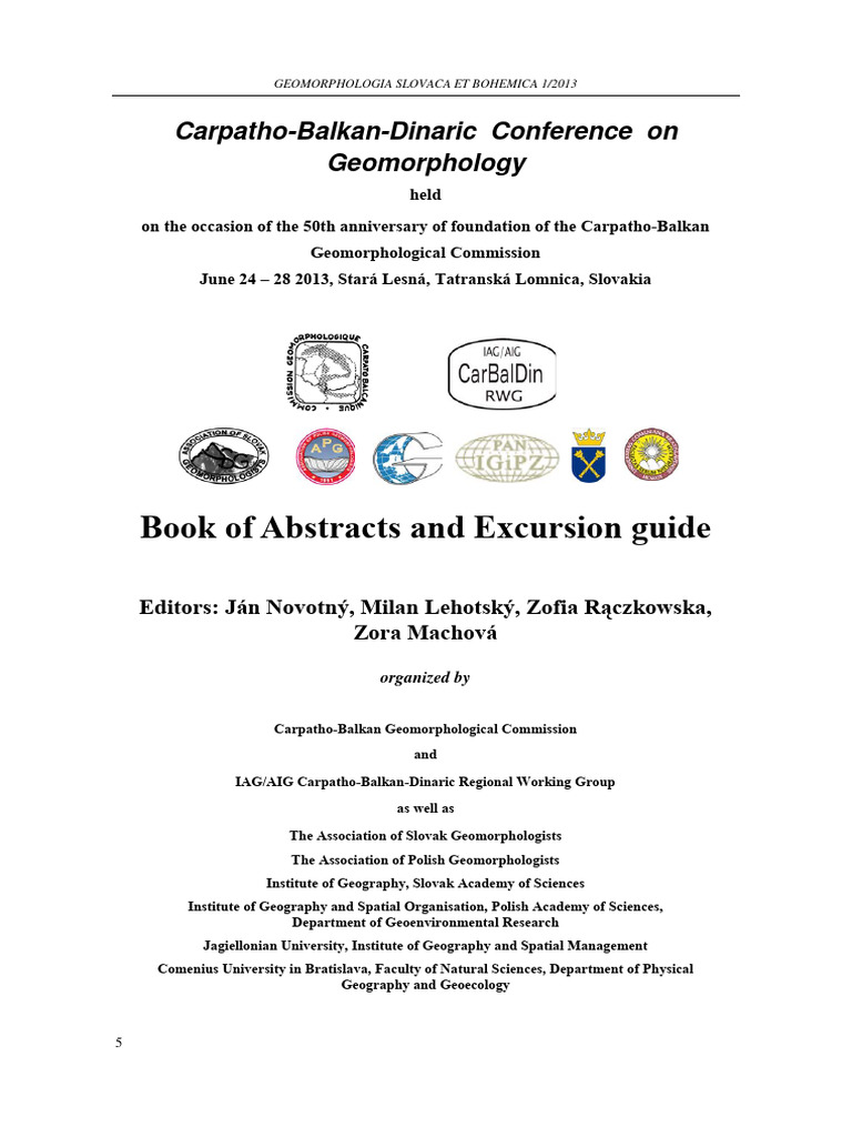Book of Abstracts and Excursion Guide | PDF | Geomorphology | River