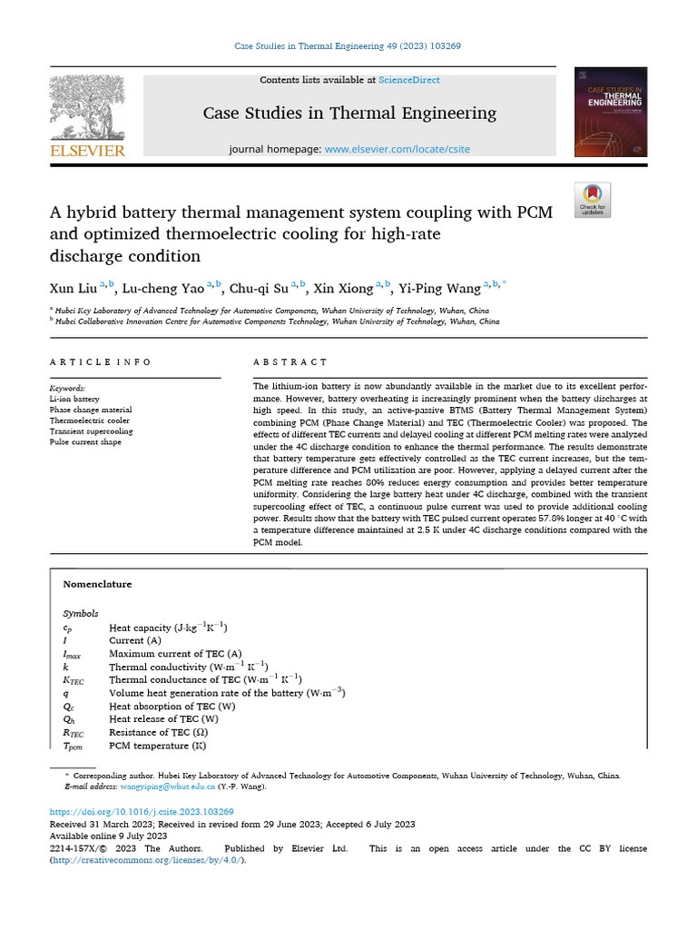 Hybrid Battery Thermal Management System | PDF | Heat Transfer | Heat