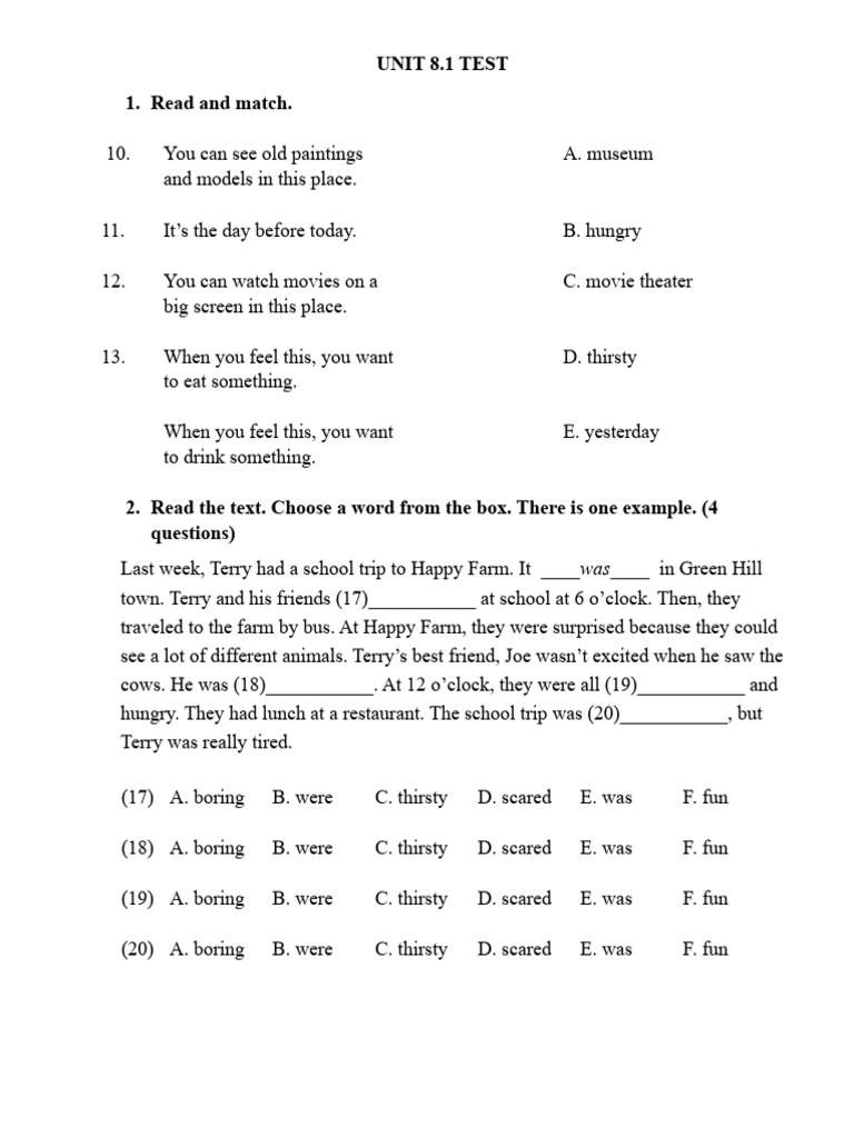 Unit 8 1 Review Pdf Language Arts Discipline