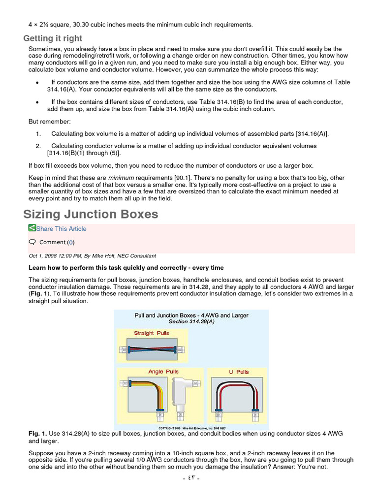 Boxes and Conduit Sizing in NEC Code | PDF | Electrical Conductor