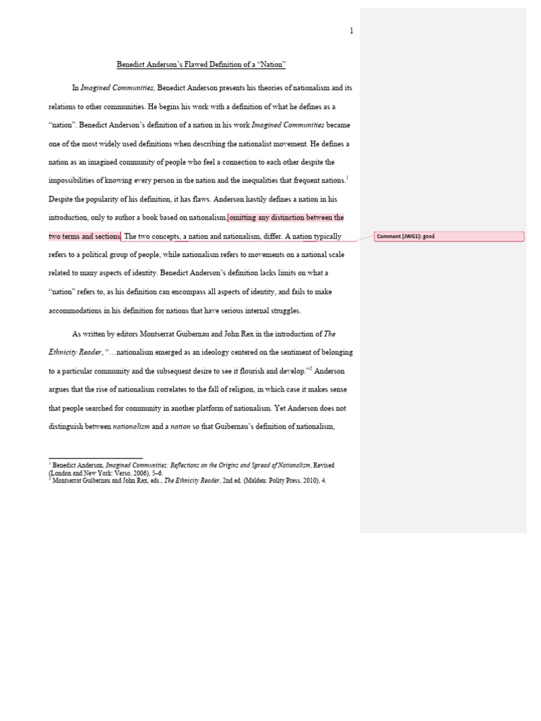 Defining the nation in benedict andersons imagined communities