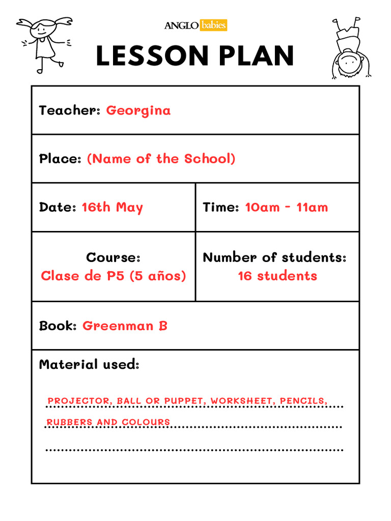 Lesson Plan EXAMPLE Ingles | PDF | Learning | Behavior Modification