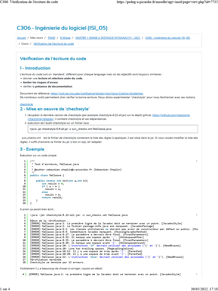 Vérification de code Java avec Checkstyle | PDF | Java (Langage de ...