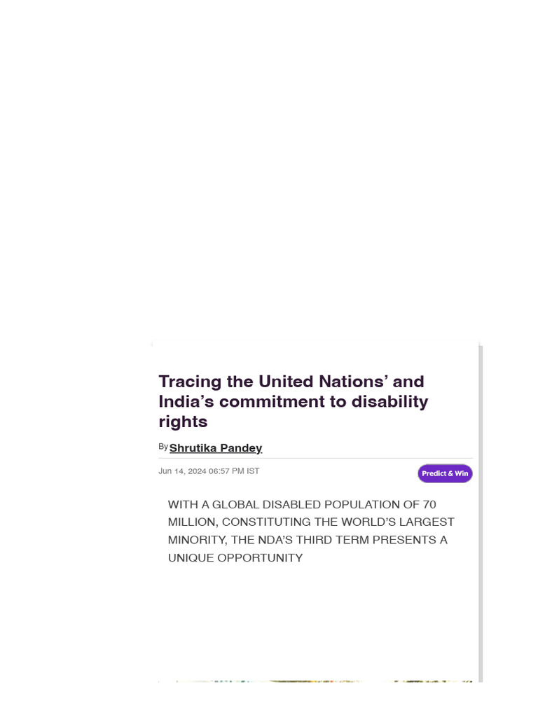 Tracing The United Nations' and India's Commitment To Disability Rights ...