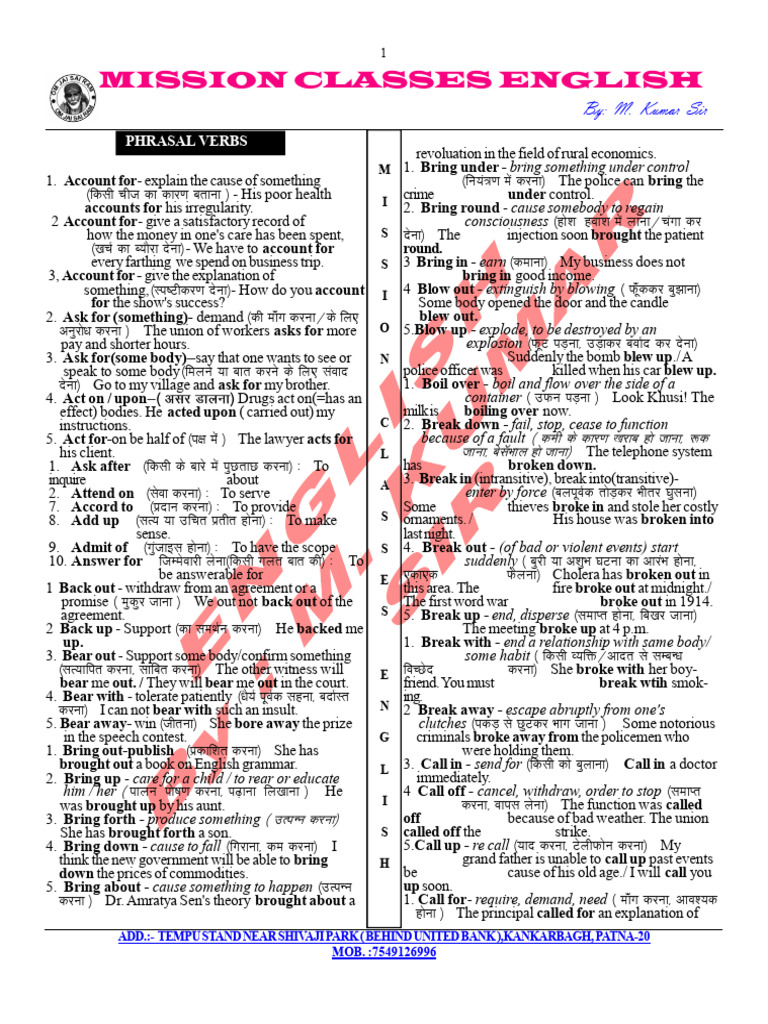 English Phrasal Verbs Guide | PDF | Foreign Language Studies