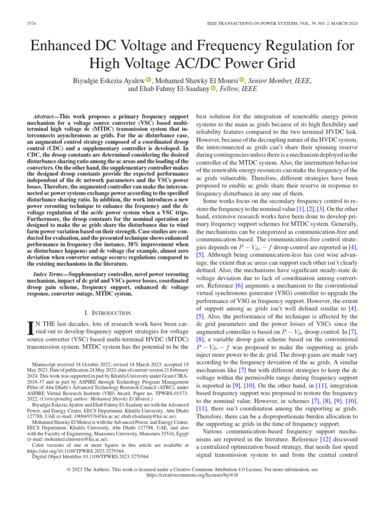 10enhanced DC Voltage and Frequency Regulation For High Voltage AC DC ...